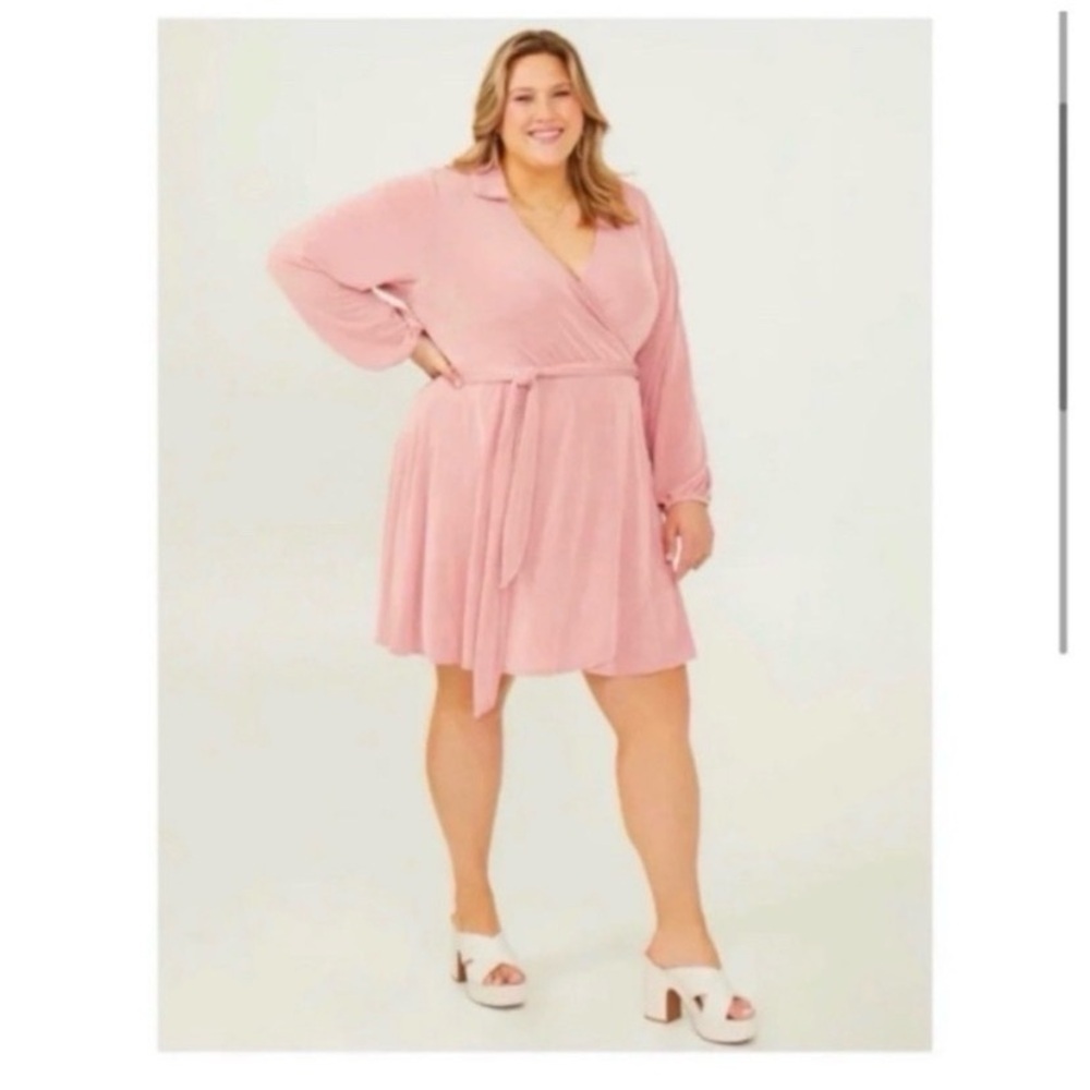 ARULA Altar’d State Dusty Rose Faux Wrap Dress - Picture 4 of 10